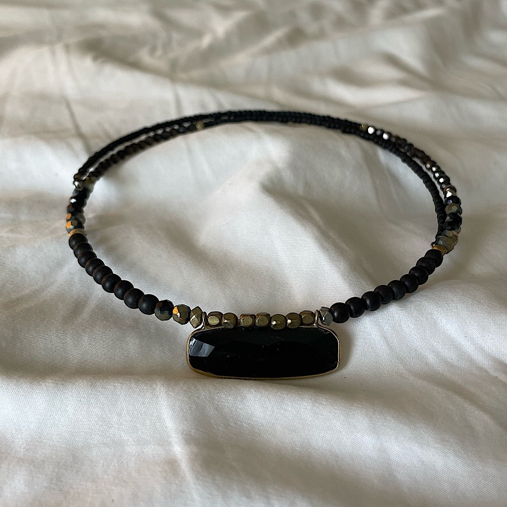 Beaded Onyx Adjustable Choker